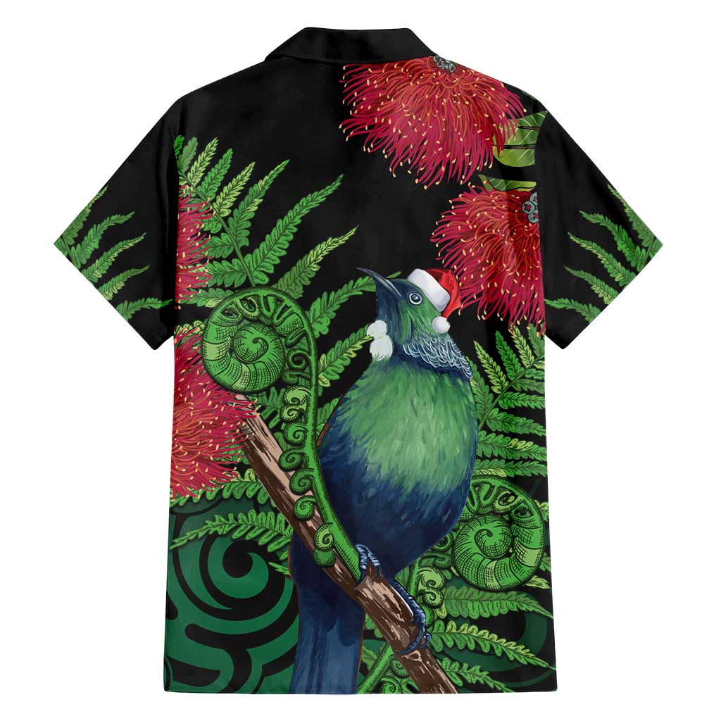 New Zealand Tui Bird Christmas Family Matching Summer Maxi Dress and Hawaiian Shirt Maori Fern Mix Pohotukawa LT14 - Polynesian Pride