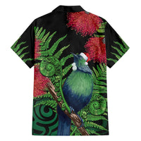 New Zealand Tui Bird Christmas Family Matching Summer Maxi Dress and Hawaiian Shirt Maori Fern Mix Pohotukawa LT14 - Polynesian Pride