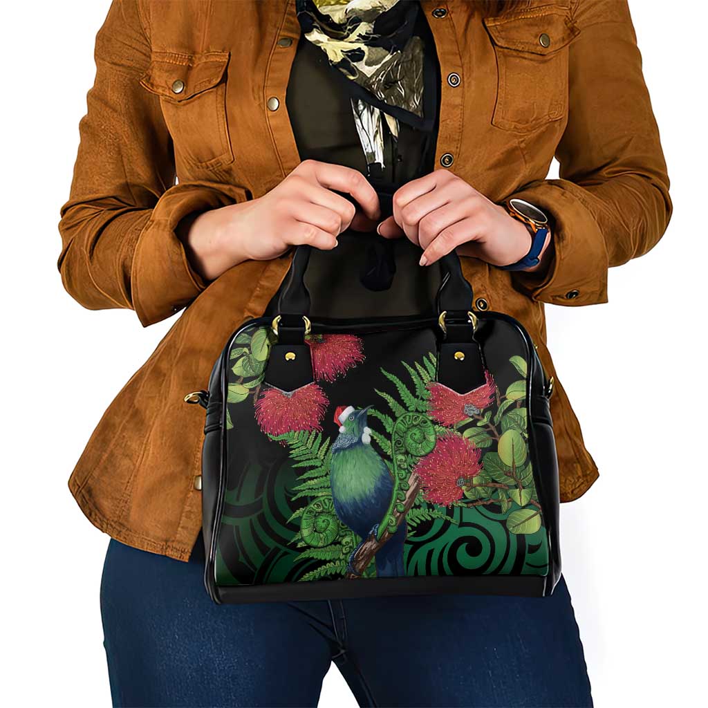 New Zealand Tui Bird Christmas Shoulder Handbag Maori Fern Mix Pohotukawa