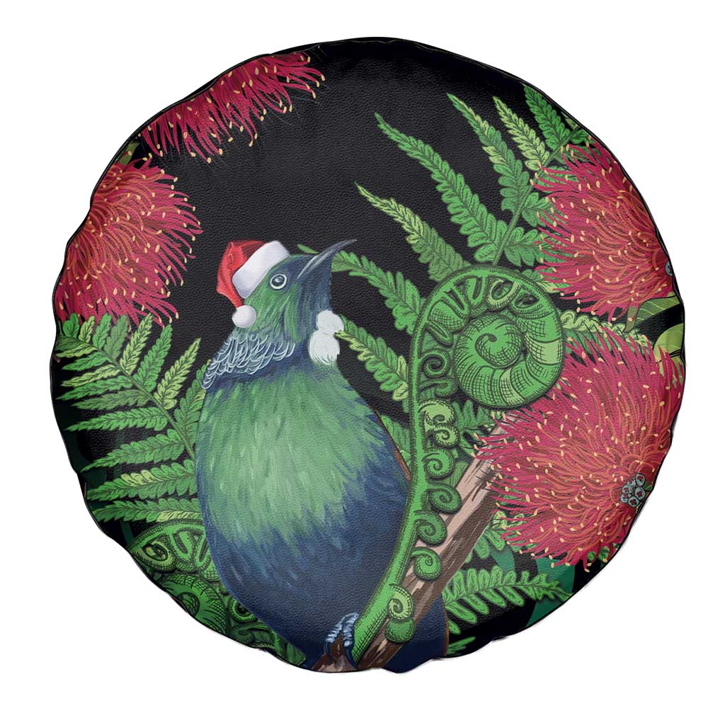 New Zealand Tui Bird Christmas Spare Tire Cover Maori Fern Mix Pohotukawa