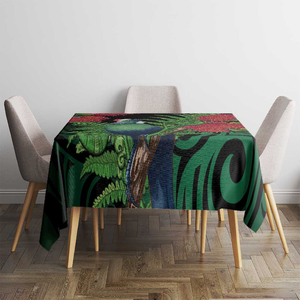 New Zealand Tui Bird Christmas Tablecloth Maori Fern Mix Pohotukawa