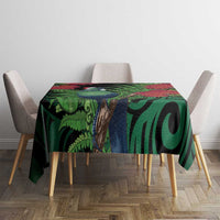 New Zealand Tui Bird Christmas Tablecloth Maori Fern Mix Pohotukawa