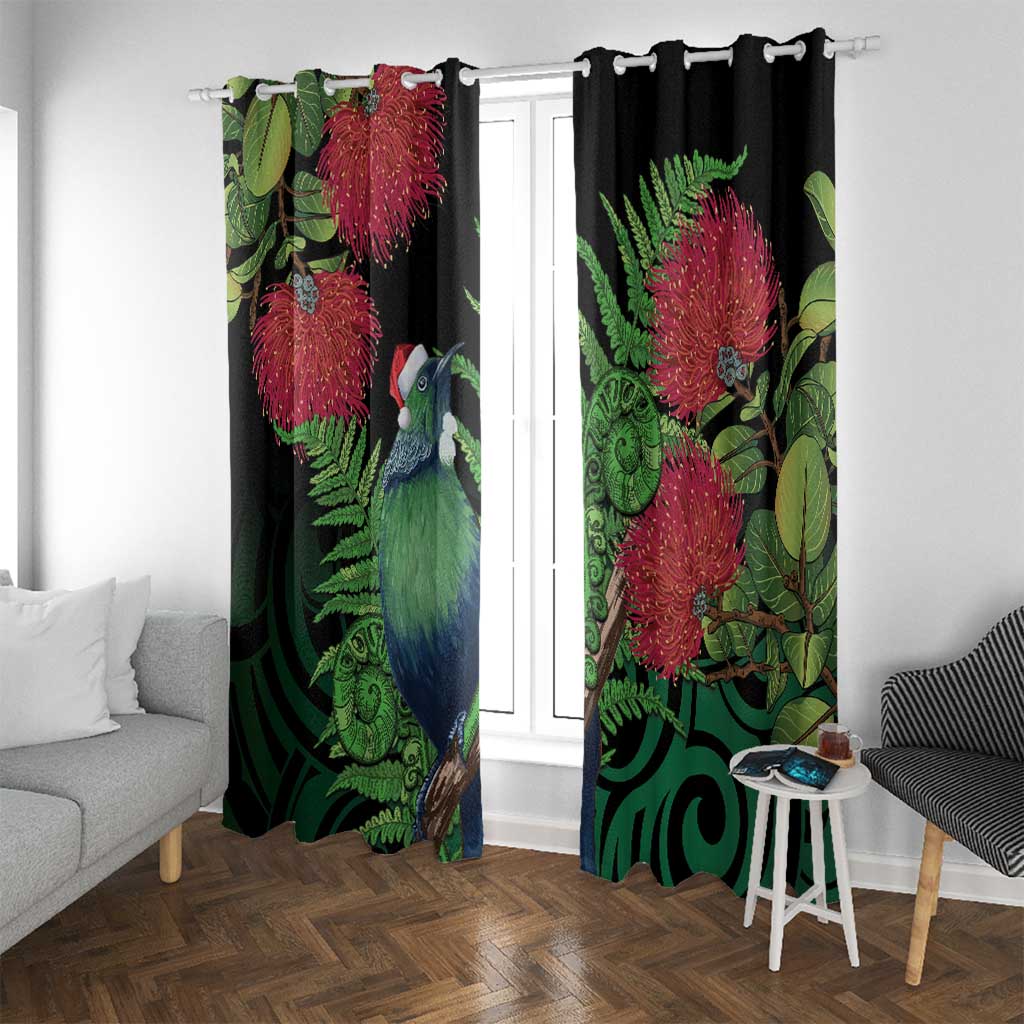 New Zealand Tui Bird Christmas Window Curtain Maori Fern Mix Pohotukawa