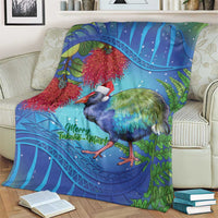New Zealand Takahe Christmas Blanket Maori Fern Mix Pohotukawa