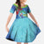 New Zealand Takahe Christmas Kid Short Sleeve Dress Maori Fern Mix Pohotukawa