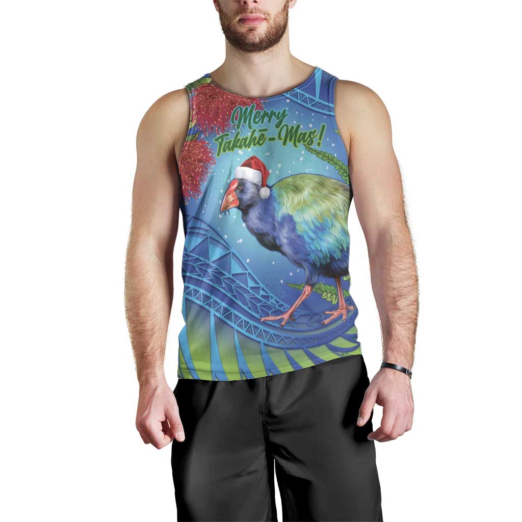 New Zealand Takahe Christmas Men Tank Top Maori Fern Mix Pohotukawa