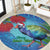 New Zealand Takahe Christmas Round Carpet Maori Fern Mix Pohotukawa