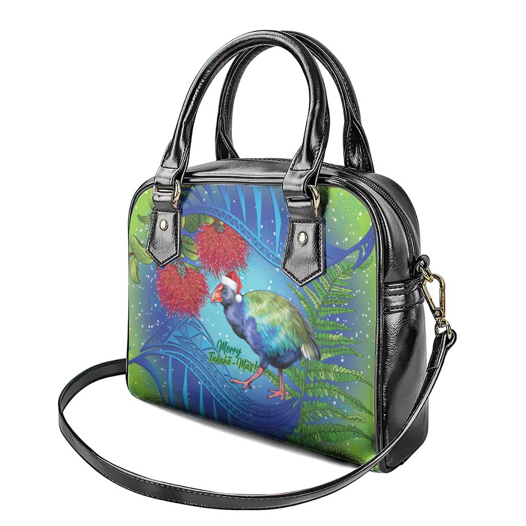 New Zealand Takahe Christmas Shoulder Handbag Maori Fern Mix Pohotukawa