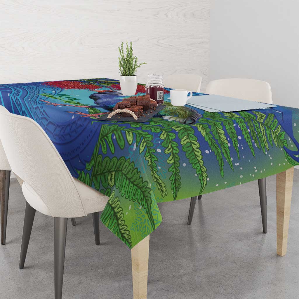 New Zealand Takahe Christmas Tablecloth Maori Fern Mix Pohotukawa