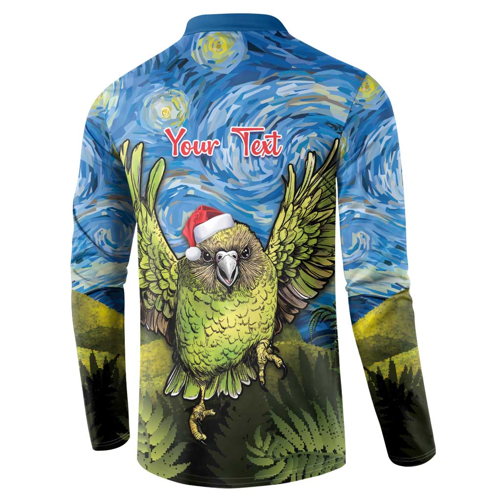 Personalised Jumping Kakapo Christmas Button Sweatshirt New Zealand Fern - Starry Night Style