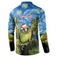 Personalised Jumping Kakapo Christmas Button Sweatshirt New Zealand Fern - Starry Night Style
