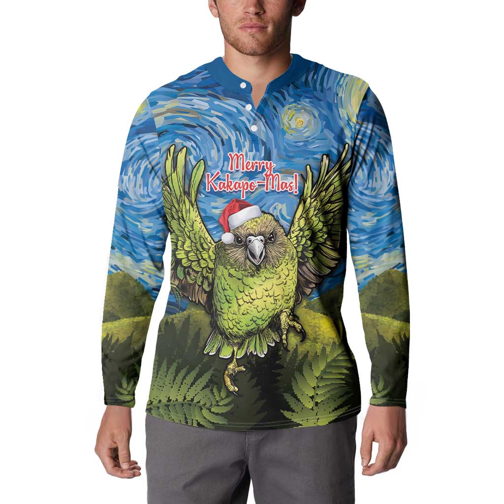 Personalised Jumping Kakapo Christmas Button Sweatshirt New Zealand Fern - Starry Night Style