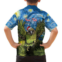 Personalised Jumping Kakapo Christmas Family Matching Summer Maxi Dress and Hawaiian Shirt New Zealand Fern - Starry Night Style LT14 - Polynesian Pride