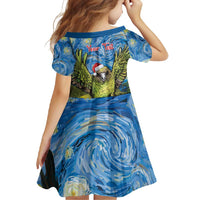 Personalised Jumping Kakapo Christmas Family Matching Summer Maxi Dress and Hawaiian Shirt New Zealand Fern - Starry Night Style LT14 - Polynesian Pride