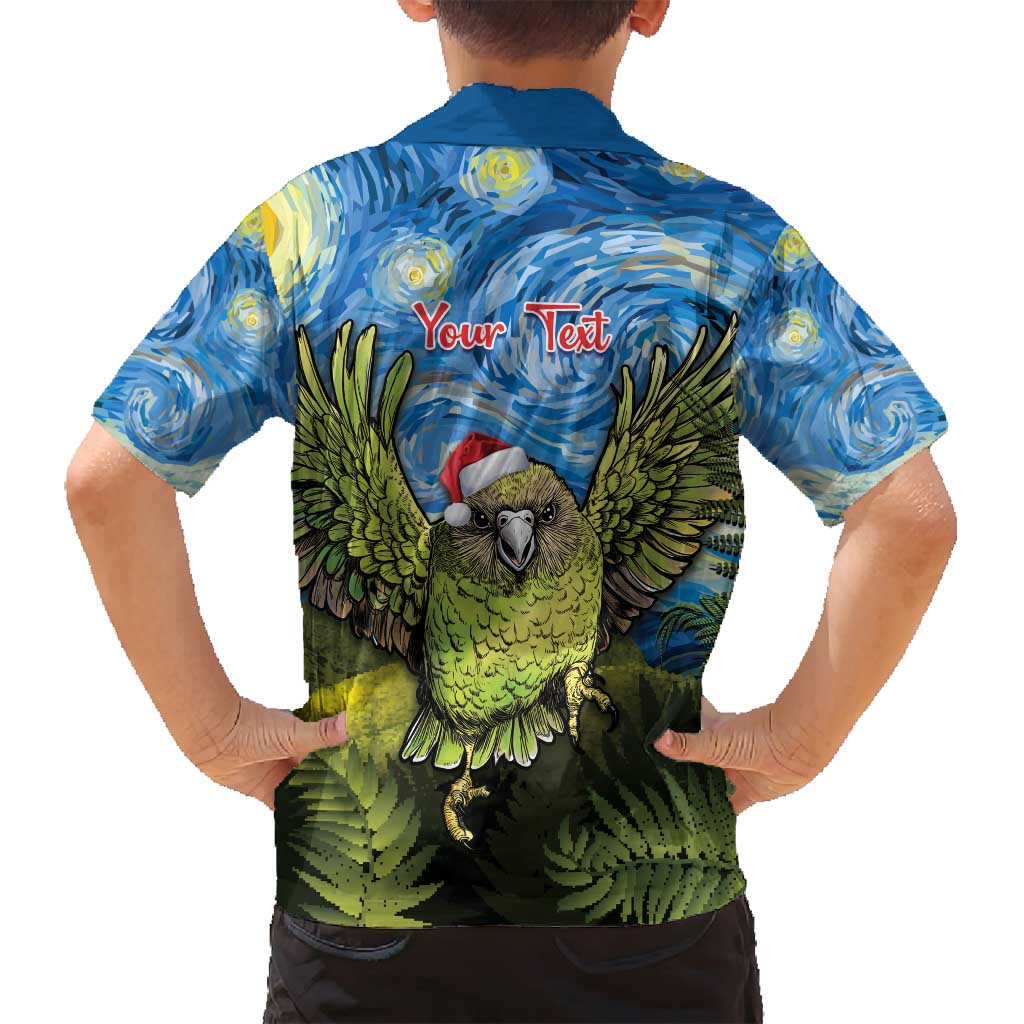 Personalised Jumping Kakapo Christmas Family Matching Tank Maxi Dress and Hawaiian Shirt New Zealand Fern - Starry Night Style LT14 - Polynesian Pride