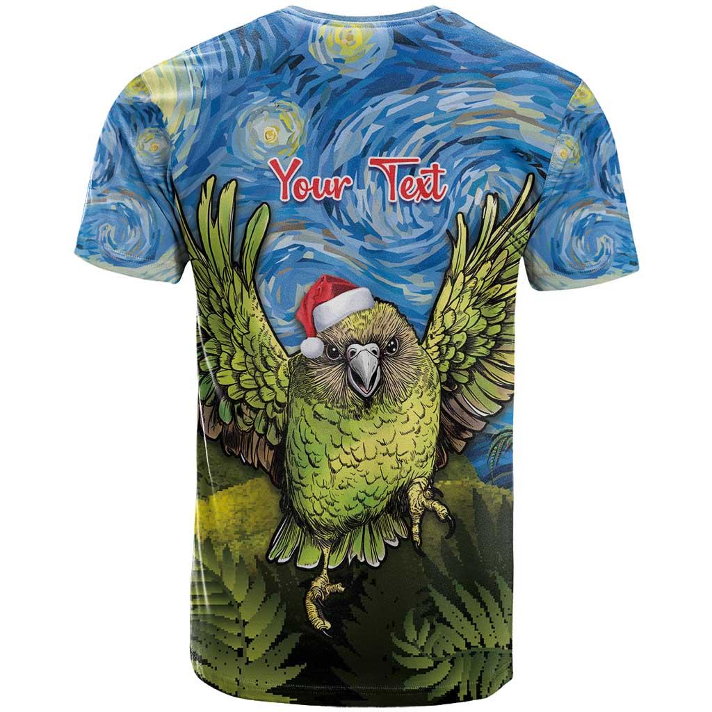Personalised Jumping Kakapo Christmas T Shirt New Zealand Fern - Starry Night Style