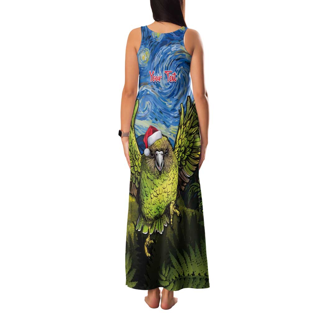 Personalised Jumping Kakapo Christmas Tank Maxi Dress New Zealand Fern - Starry Night Style