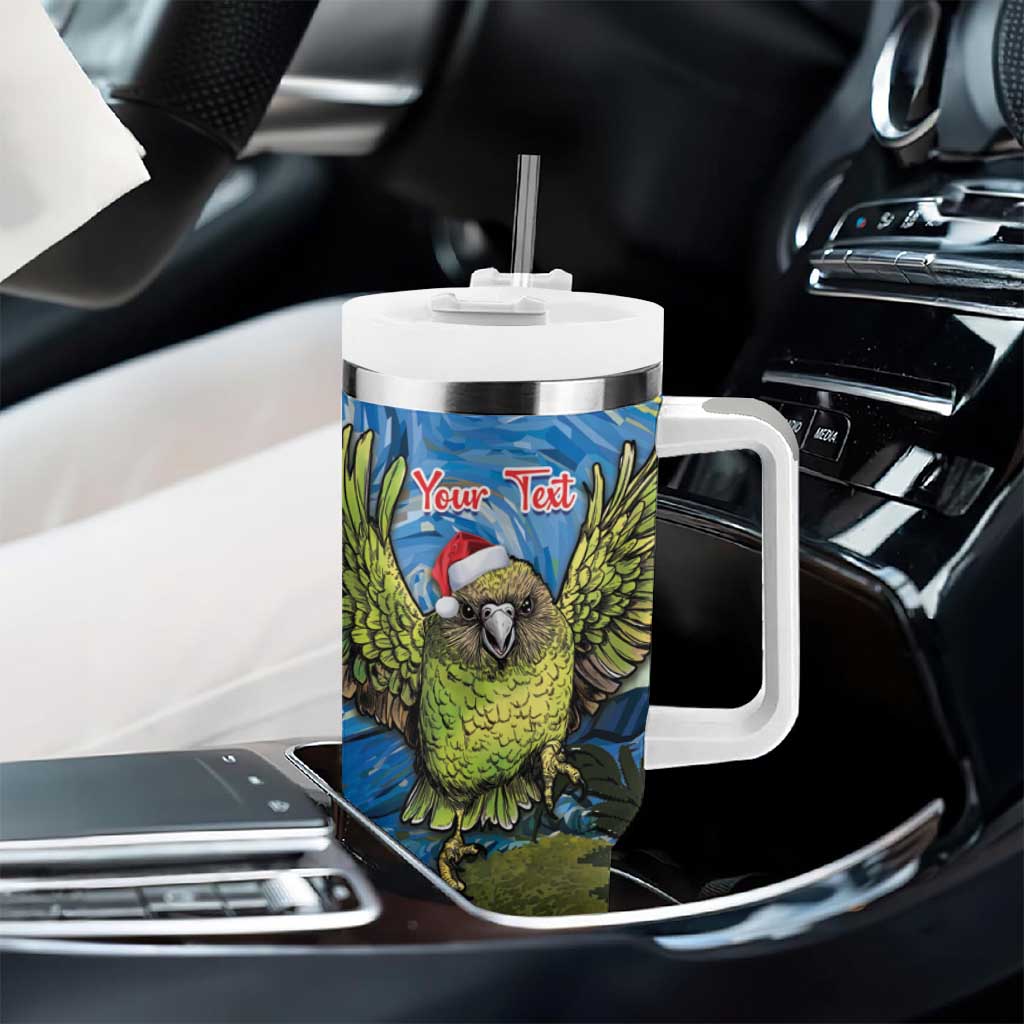 Personalised Jumping Kakapo Christmas Tumbler With Handle New Zealand Fern - Starry Night Style