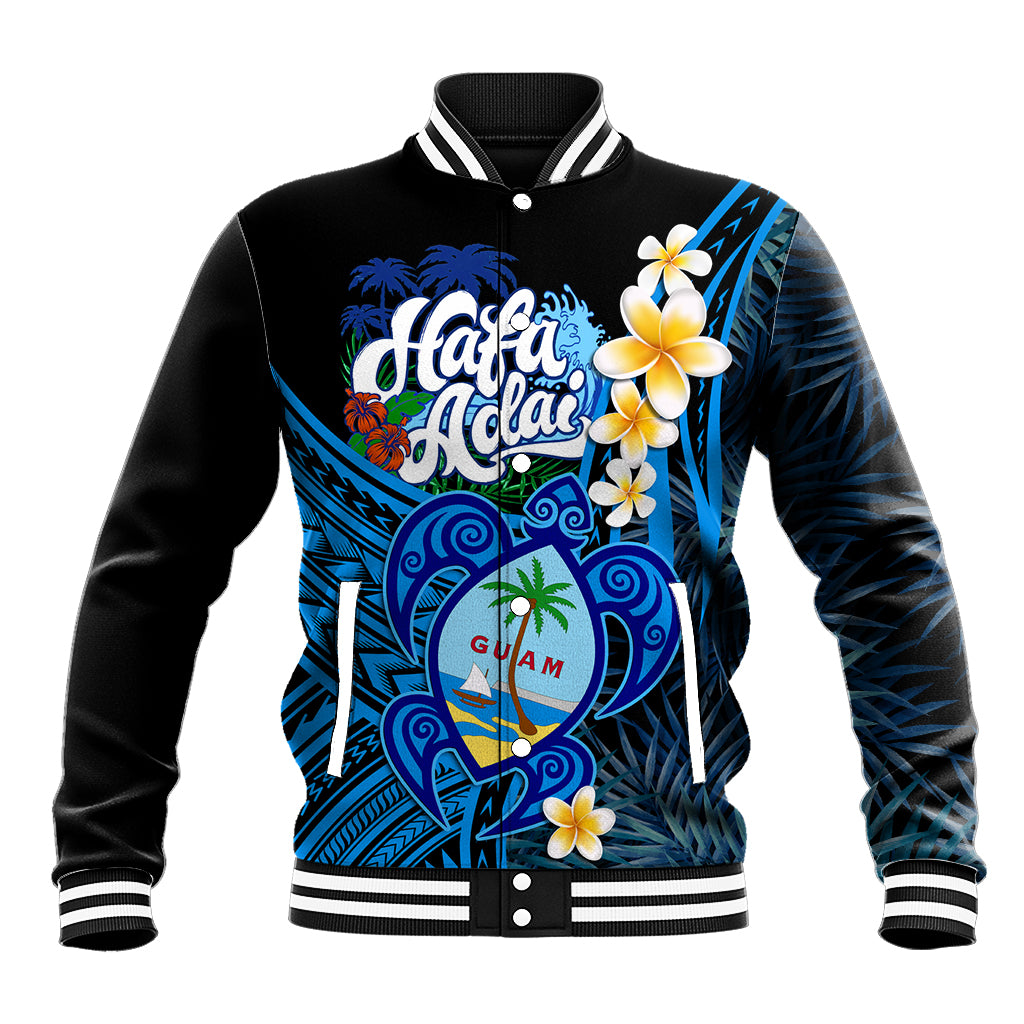 Hafa Adai Guam Baseball Jacket Guahan Sea Turtle Tropical Style LT14 Unisex Blue - Polynesian Pride