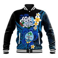Hafa Adai Guam Baseball Jacket Guahan Sea Turtle Tropical Style LT14 Unisex Blue - Polynesian Pride