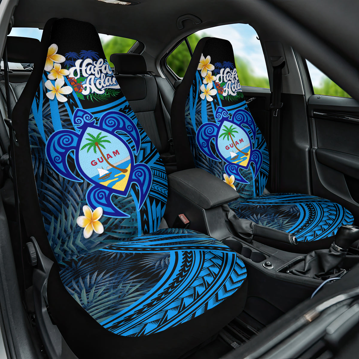 Hafa Adai Guam Car Seat Cover Guahan Sea Turtle Tropical Style LT14 One Size Blue - Polynesian Pride