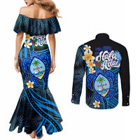 Hafa Adai Guam Couples Matching Mermaid Dress and Long Sleeve Button Shirt Guahan Sea Turtle Tropical Style LT14 - Polynesian Pride