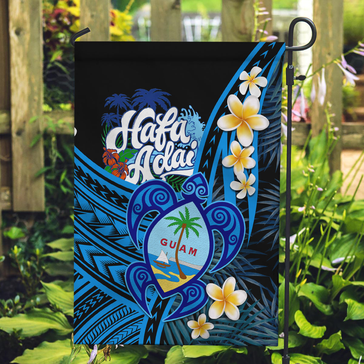 Hafa Adai Guam Garden Flag Guahan Sea Turtle Tropical Style LT14 Garden Flag Blue - Polynesian Pride