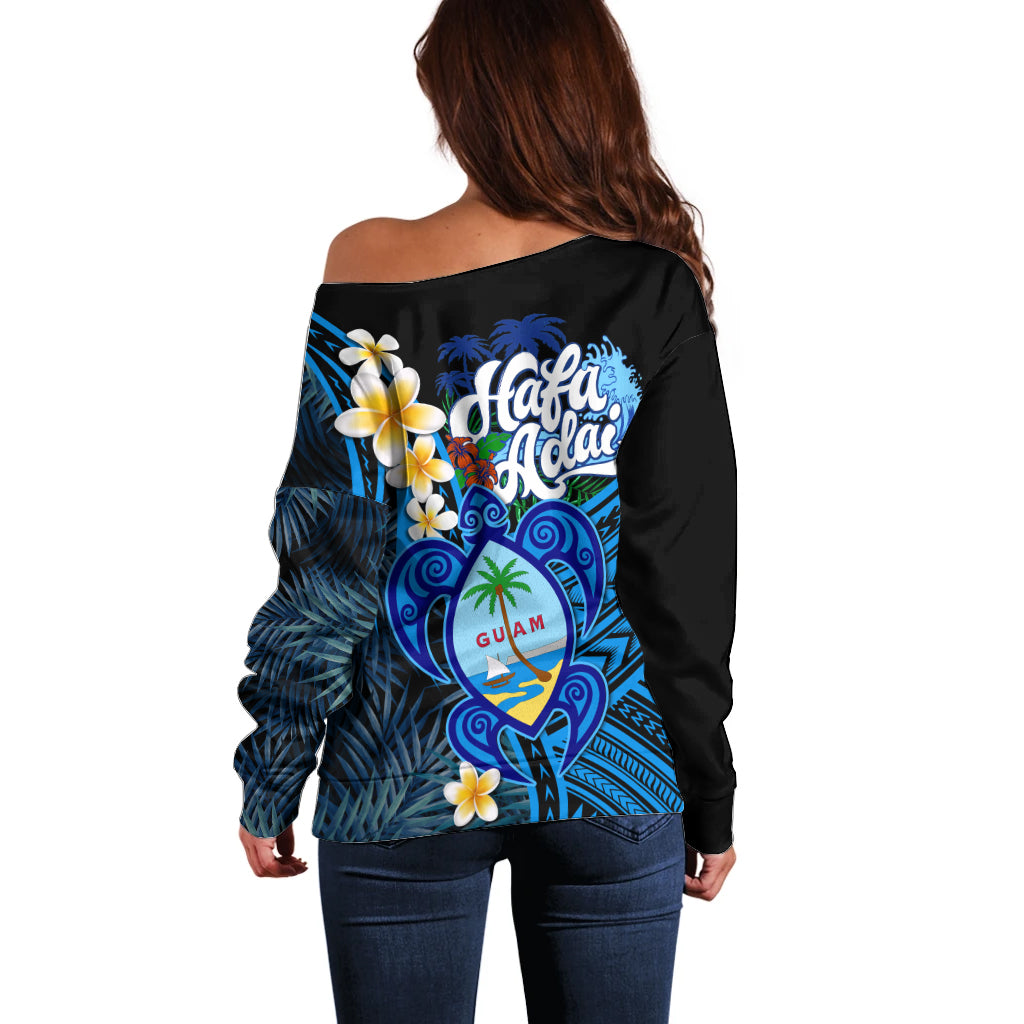 Hafa Adai Guam Off Shoulder Sweater Guahan Sea Turtle Tropical Style LT14 - Polynesian Pride