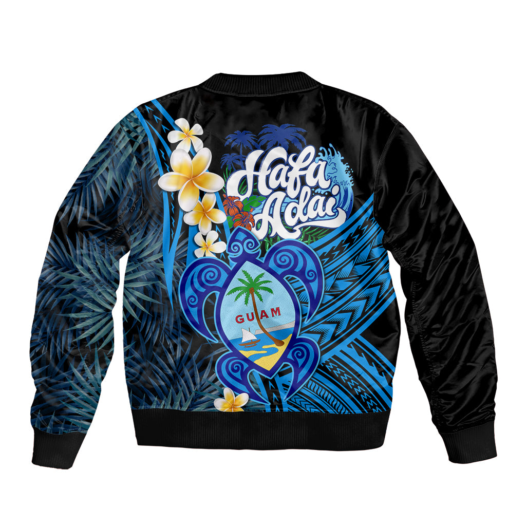Hafa Adai Guam Sleeve Zip Bomber Jacket Guahan Sea Turtle Tropical Style LT14 - Polynesian Pride