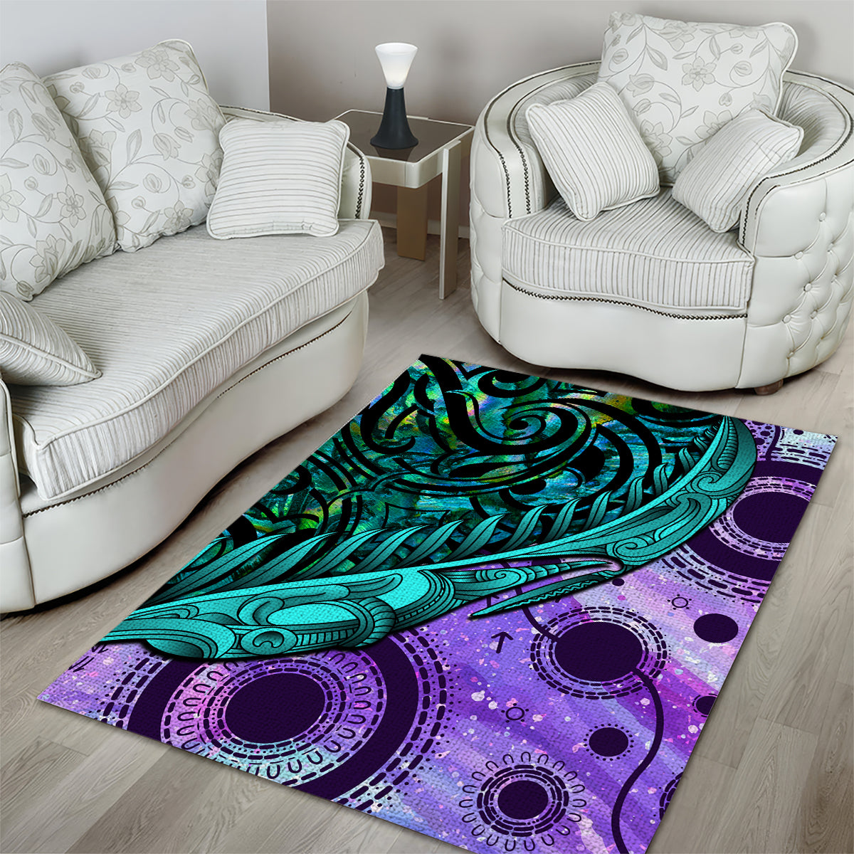 New Zealand Paua Shell With Australia Opal Unique Combine Area Rug LT14 - Polynesian Pride