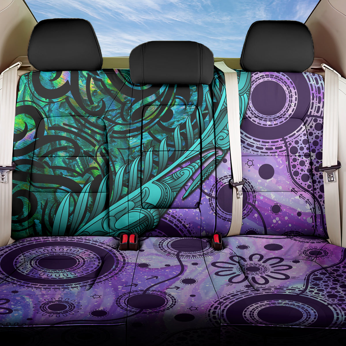 New Zealand Paua Shell With Australia Opal Unique Combine Back Car Seat Cover LT14 One Size Green - Polynesian Pride
