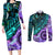 New Zealand Paua Shell With Australia Opal Unique Combine Couples Matching Long Sleeve Bodycon Dress and Long Sleeve Button Shirt LT14 Green - Polynesian Pride