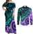 New Zealand Paua Shell With Australia Opal Unique Combine Couples Matching Off Shoulder Maxi Dress and Long Sleeve Button Shirt LT14 Green - Polynesian Pride