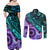 New Zealand Paua Shell With Australia Opal Unique Combine Couples Matching Off Shoulder Maxi Dress and Long Sleeve Button Shirt LT14 - Polynesian Pride