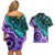 New Zealand Paua Shell With Australia Opal Unique Combine Couples Matching Off Shoulder Short Dress and Hawaiian Shirt LT14 - Polynesian Pride