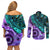 New Zealand Paua Shell With Australia Opal Unique Combine Couples Matching Off Shoulder Short Dress and Long Sleeve Button Shirt LT14 - Polynesian Pride