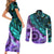 New Zealand Paua Shell With Australia Opal Unique Combine Couples Matching Short Sleeve Bodycon Dress and Long Sleeve Button Shirt LT14 - Polynesian Pride