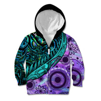 New Zealand Paua Shell With Australia Opal Unique Combine Kid Hoodie LT14 Zip Hoodie Green - Polynesian Pride