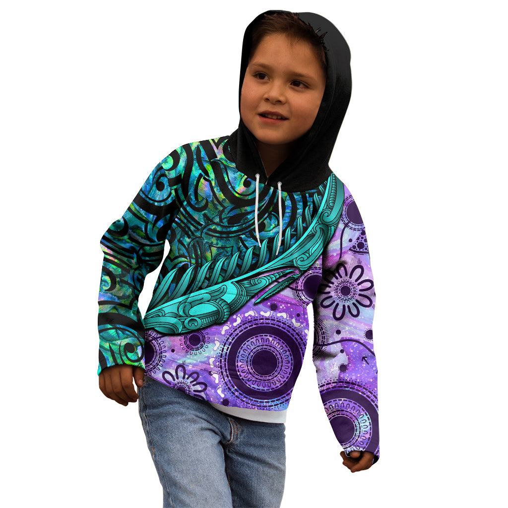 New Zealand Paua Shell With Australia Opal Unique Combine Kid Hoodie LT14 - Polynesian Pride