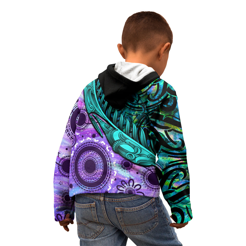 New Zealand Paua Shell With Australia Opal Unique Combine Kid Hoodie LT14 - Polynesian Pride