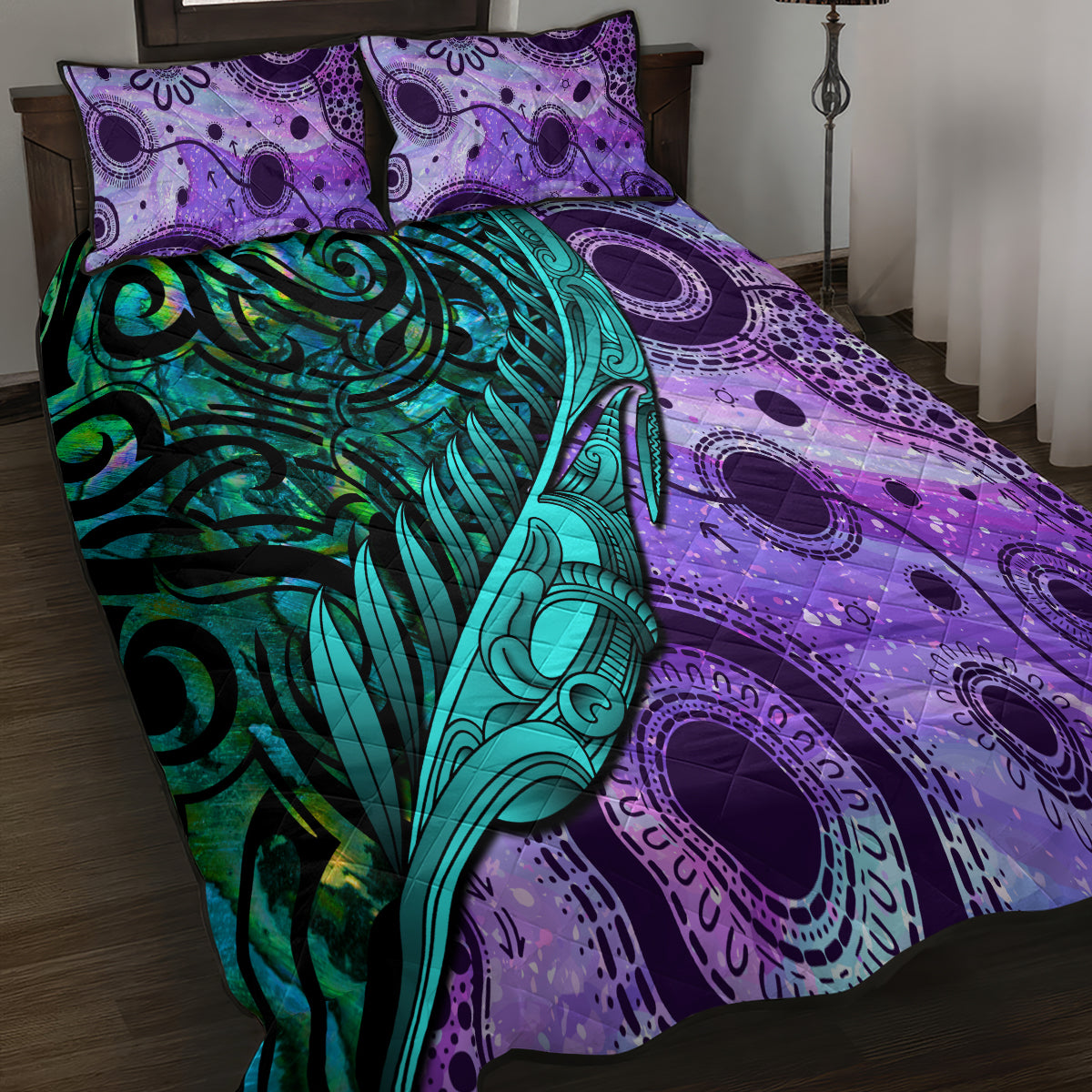 New Zealand Paua Shell With Australia Opal Unique Combine Quilt Bed Set LT14 - Polynesian Pride