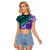New Zealand Paua Shell With Australia Opal Unique Combine Raglan Cropped T Shirt LT14 Female Green - Polynesian Pride