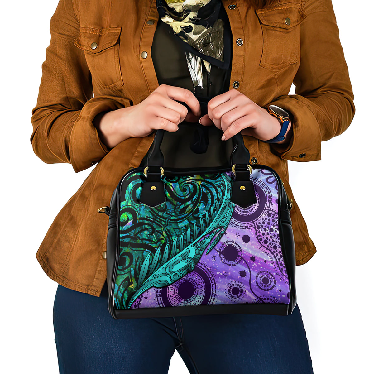 New Zealand Paua Shell With Australia Opal Unique Combine Shoulder Handbag LT14 - Polynesian Pride