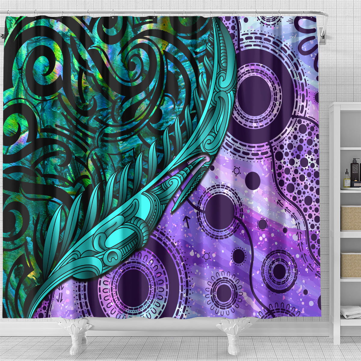 New Zealand Paua Shell With Australia Opal Unique Combine Shower Curtain LT14 - Polynesian Pride