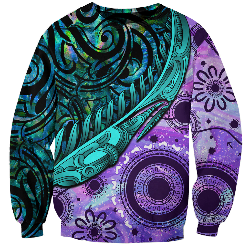 New Zealand Paua Shell With Australia Opal Unique Combine Sweatshirt LT14 Unisex Green - Polynesian Pride