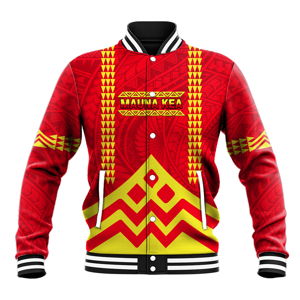 Hawaii Mauna Kea Baseball Jacket Hawaiian Kakau Tribal Pattern LT14 Unisex Red - Polynesian Pride