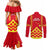Hawaii Mauna Kea Couples Matching Mermaid Dress and Long Sleeve Button Shirt Hawaiian Kakau Tribal Pattern LT14 - Polynesian Pride