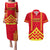 Hawaii Mauna Kea Couples Matching Puletasi and Hawaiian Shirt Hawaiian Kakau Tribal Pattern LT14 Red - Polynesian Pride