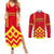 Hawaii Mauna Kea Couples Matching Summer Maxi Dress and Long Sleeve Button Shirt Hawaiian Kakau Tribal Pattern LT14 Red - Polynesian Pride
