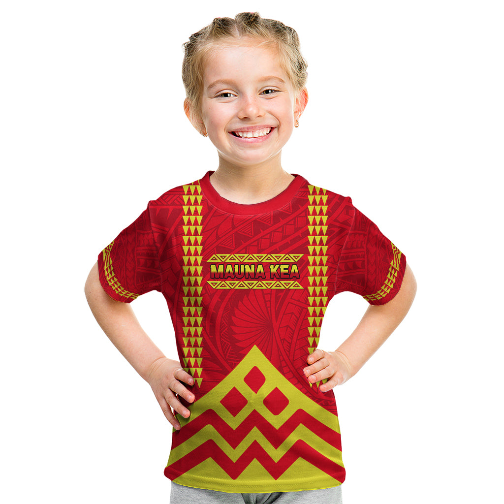 Hawaii Mauna Kea Kid T Shirt Hawaiian Kakau Tribal Pattern LT14 Red - Polynesian Pride